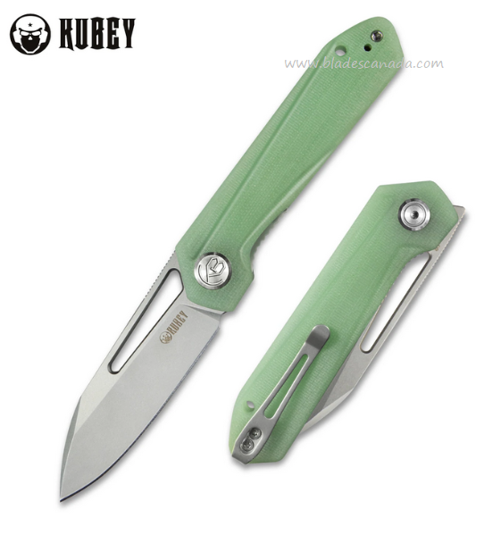 Kubey Royal Front Flipper Folding Knife, D2 Steel, G10 Jade, KU321B
