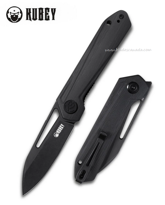 Kubey Royal Folding Knife, D2 Black SW, G10 Black, KU321H