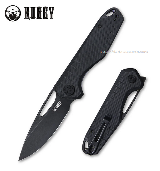 Kubey Doris Flipper Folding Knife, D2 Black SW, G10 Black SW, KU324E