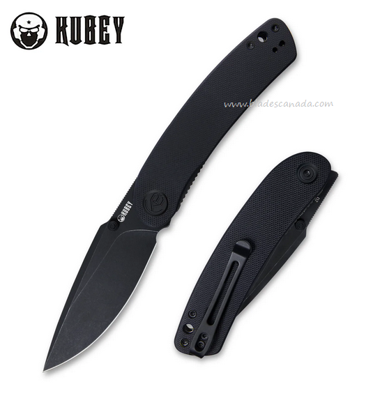 Kubey Momentum Flipper Folding Knife, D2 Black SW, G10 Black, KU344E