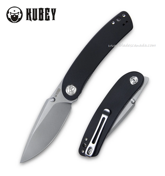 Kubey Momentum Flipper Folding Knife, AUS 10, G10 Black SW, KU344H