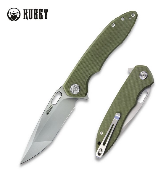 Kubey Darkness Flipper Folding Knife, AUS 10, G10 OD Green, KUB003B