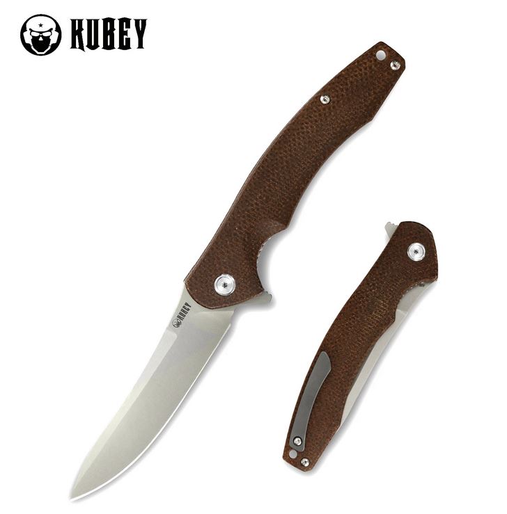 Kubey Eris EDC Flipper Folding Knife, AUS 10, Brown Handle, KU179C - Click Image to Close
