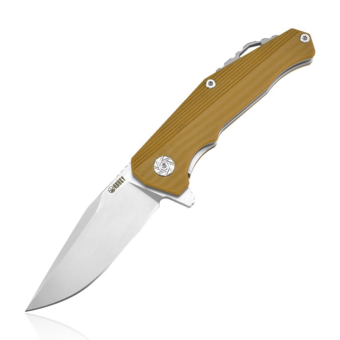 Kubey D2 Flipper Folding Knife, Tan G10 Handle KUB216A