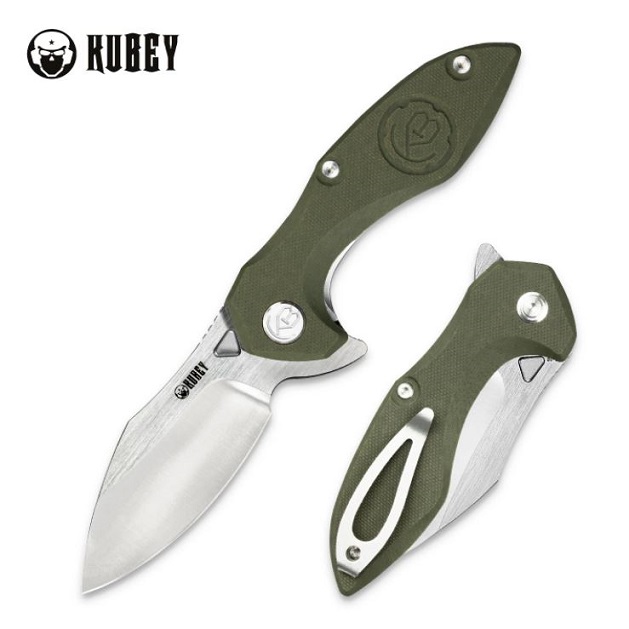 Kubey Noble Flipper Folding Knife, AUS 10, G10 OD Green, KU236F