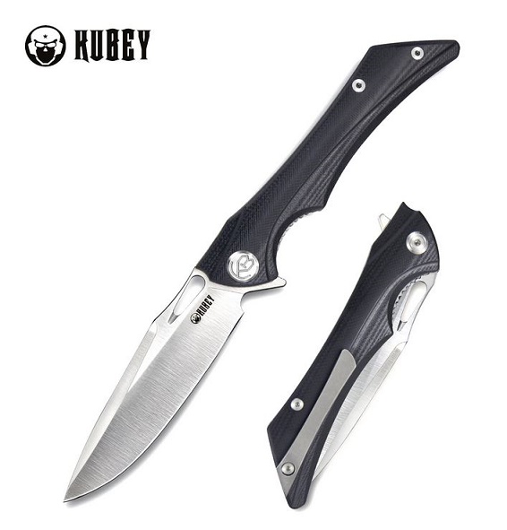 Kubey Raven Flipper Folding Knife, AUS 10, G10 Black, KB245A