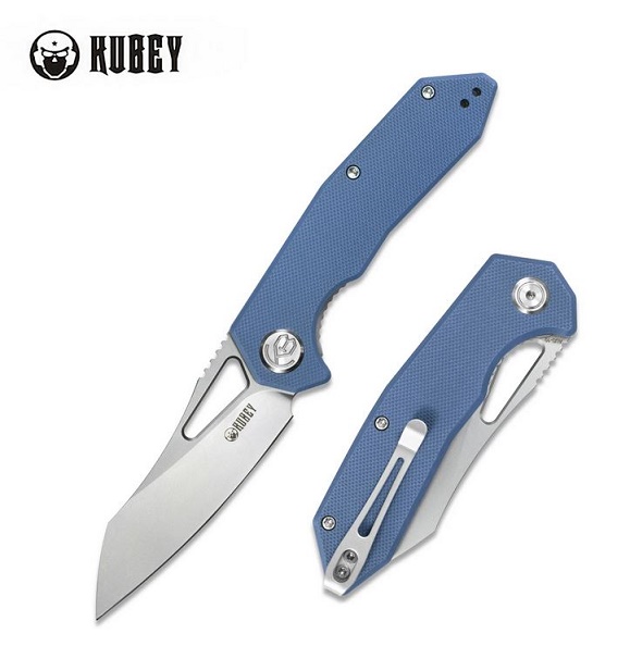 Kubey Vagrant Folding Knife, AUS 10, G10 Blue, KU291F - Click Image to Close
