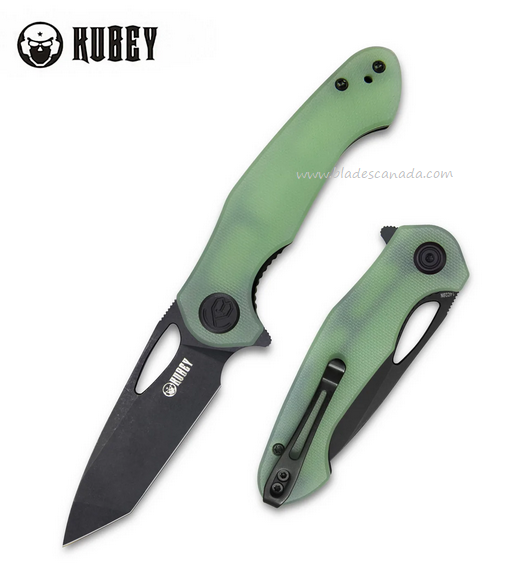 Kubey Dugu Flipper Folding Knife, 14C28N Black SW, G10 Jade, KU159E