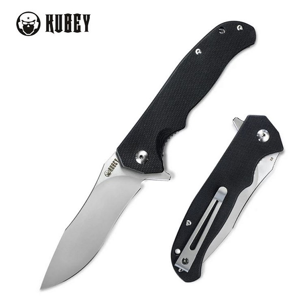 Kubey Nuovo Flipper Folding Knife, D2 Steel, G10 Black, KU162E-2 - Click Image to Close