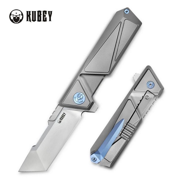 Kubey Avenger Flipper Framelock Knife, 14C28N Sandvik, Titanium, KB209A - Click Image to Close