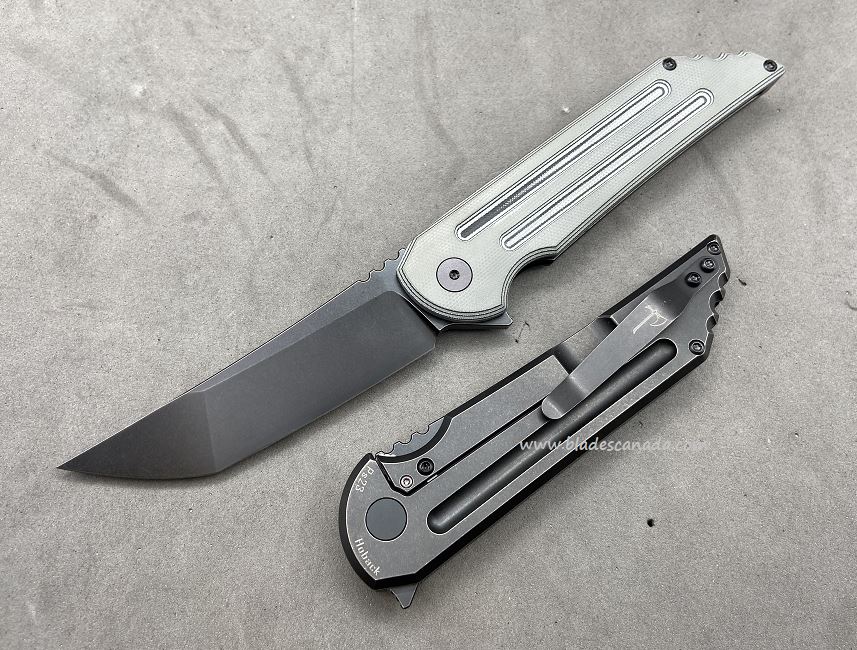 Hoback Kwaiback MK6 Flipper Framelock Knife, M390 DLC, SureTouch Black/Grey