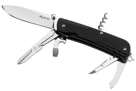 Ruike LD31-B Trekker Folding Knife/Multi-Tool, 12C27 Sandvik, G10 Black