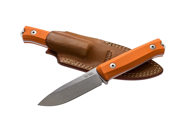 Lion Steel B40 GOR Fixed Blade Knife, Sleipner, G10 Orange, Leather Sheath