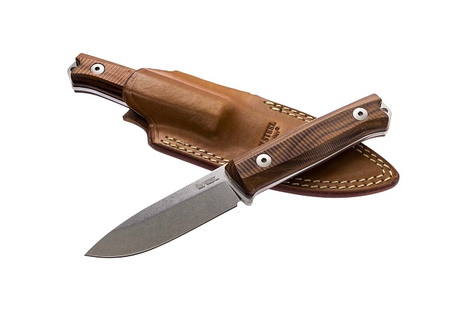 Lion Steel B40 ST Fixed Blade Knife, Sleipner, Santos Mahagony, Leather Sheath