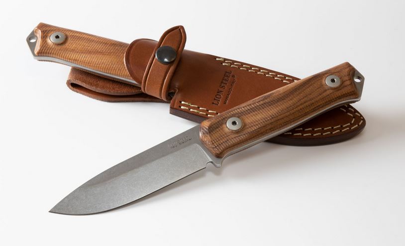 Lion Steel B41 ST Fixed Blade Knife, Sleipner, Santos Wood, Leather Sheath