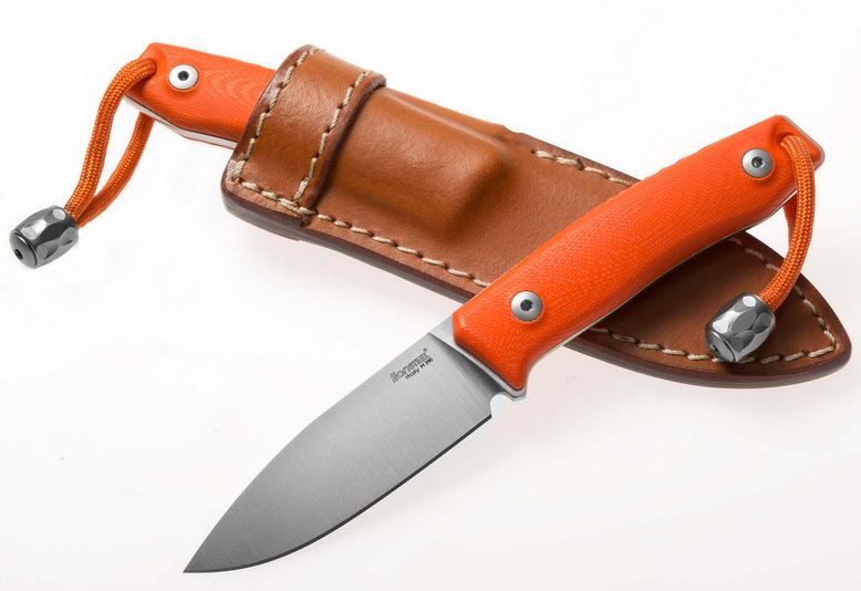 Lion Steel M1 Fixed Blade Knife, M390, G10 Orange, Leather Sheath, LSTM1GOR
