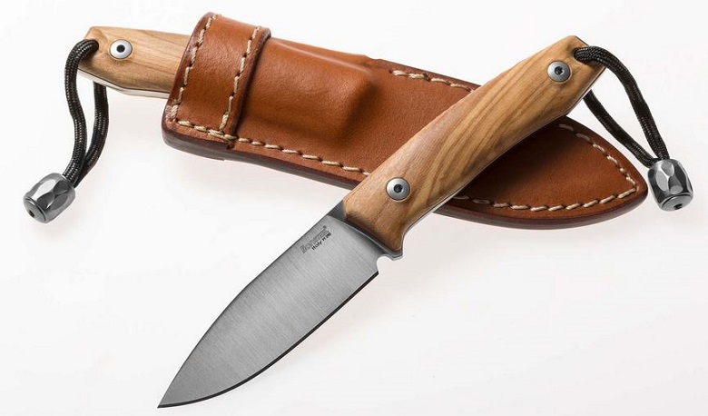Lion Steel M1 Fixed Blade Knife, M390, Olive Wood, Leather Sheath, LSTM1UL