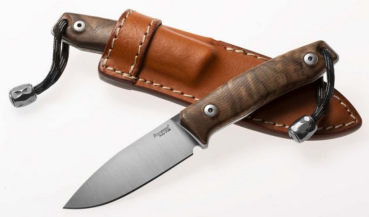 Lion Steel M1 Fixed Blade Knife, M390, Walnut Wood, Leather Sheath, LSTM1WN