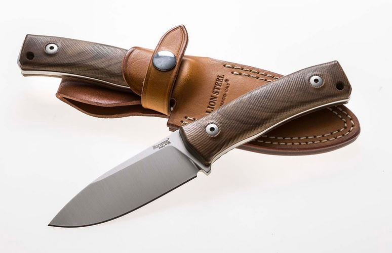 Lion Steel M4 WN Fixed Blade Knife, M390, Walnut Wood, Leather Sheath