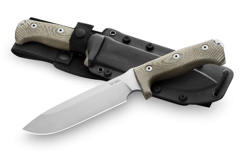 Lion Steel M7 CVG Fixed Blade Knife, Sleipner, Micarta Green, Kydex Sheath