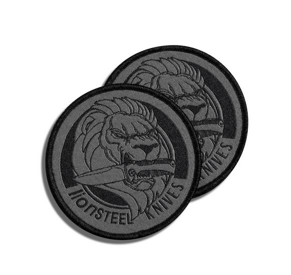 Lion Steel Embroidery Patch, Grey