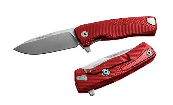 Lion Steel ROK-A-RS ROK Flipper Framelock Knife, M390 Satin, Aluminum Red
