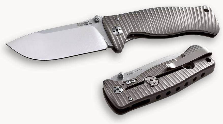 Lion Steel SR2 G Mini Framelock Folding Knife, Sleipner Steel, Titanium Grey