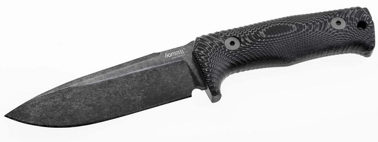 Lion Steel T5 Fixed Blade Knife, Niolox Black, Micarta Black, Leather Sheath, T5B MI