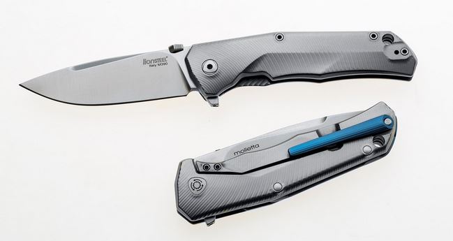 Lion Steel T.R.E. Exchange Flipper Framelock Knife, M390, Titanium Blue, TRE BL