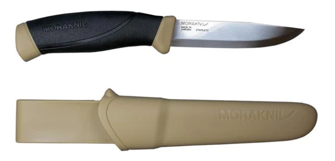 Morakniv Companion Fixed Blade Knife, Stainless, Desert/Black Handle, 13216