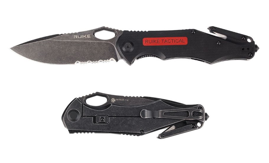 Ruike M195 Rescue Knife D2 Partialy Serrated With Belt Cutter And Glass Breaker