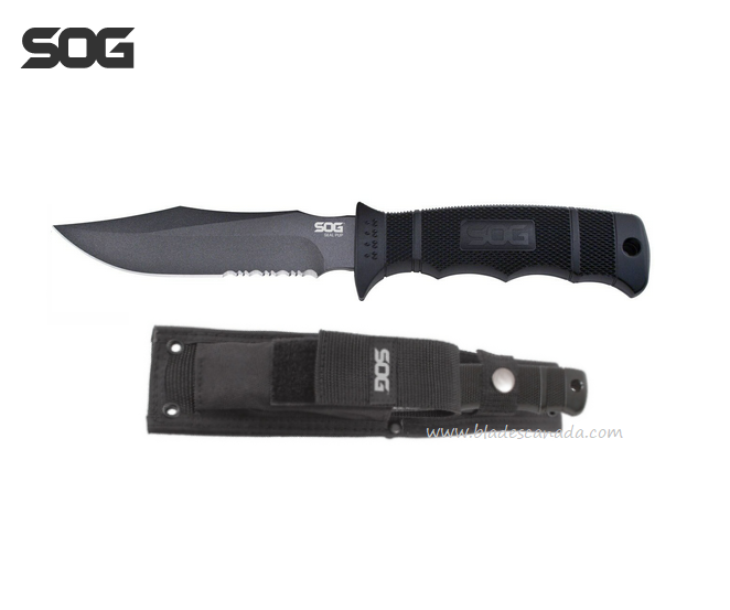 SOG Seal Pup Fixed Blade Knife, AUS 8, GRN Black, Soft Nylon, M37N