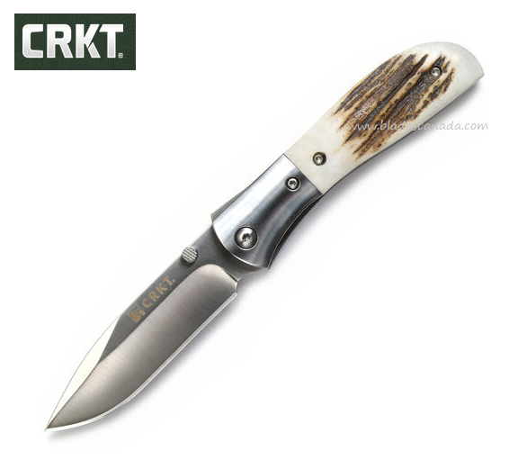 CRKT M4-02S Folding Knife, Assisted Opening, Red Stag/Steel