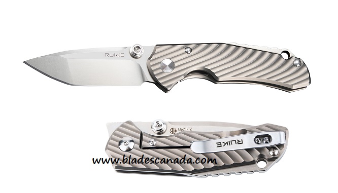 Ruike M671-TZ Front Flipper Framelock Knife, 154CM Beadblast, Titanium