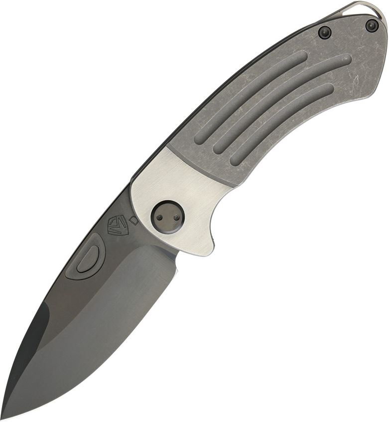 (Discontinued) Medford Theseus Framelock Folding Knife, D2 PVD, Tumbled Titanium With Brushed Bolster