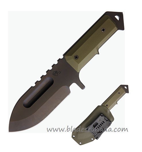 Medford Sea Wolf Small Fixed Blade Knife, D2 Black PVD, G10 OD Green, Kydex Sheath