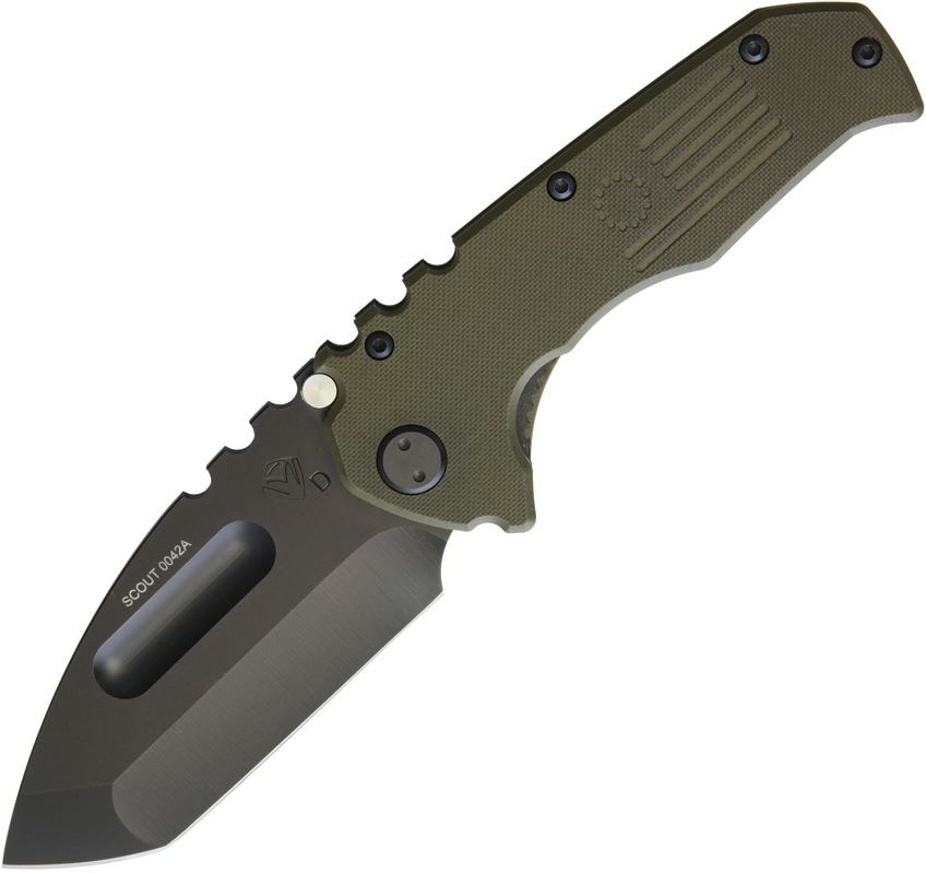 (Discontinued) Medford Praetorian Production Folding Knife, D2 Black Tanto, G10 OD Green