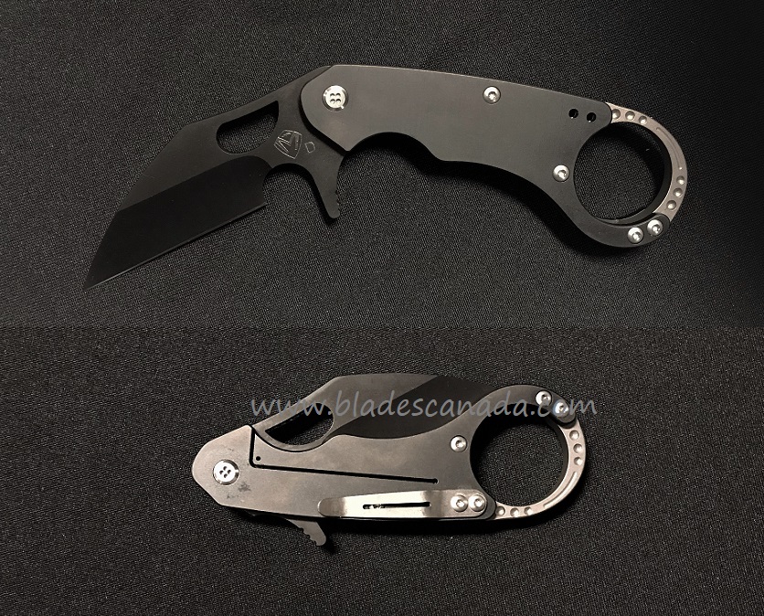 Medford Burung Karambit Flipper Framelock Knife, D2 Black PVD, Titanium