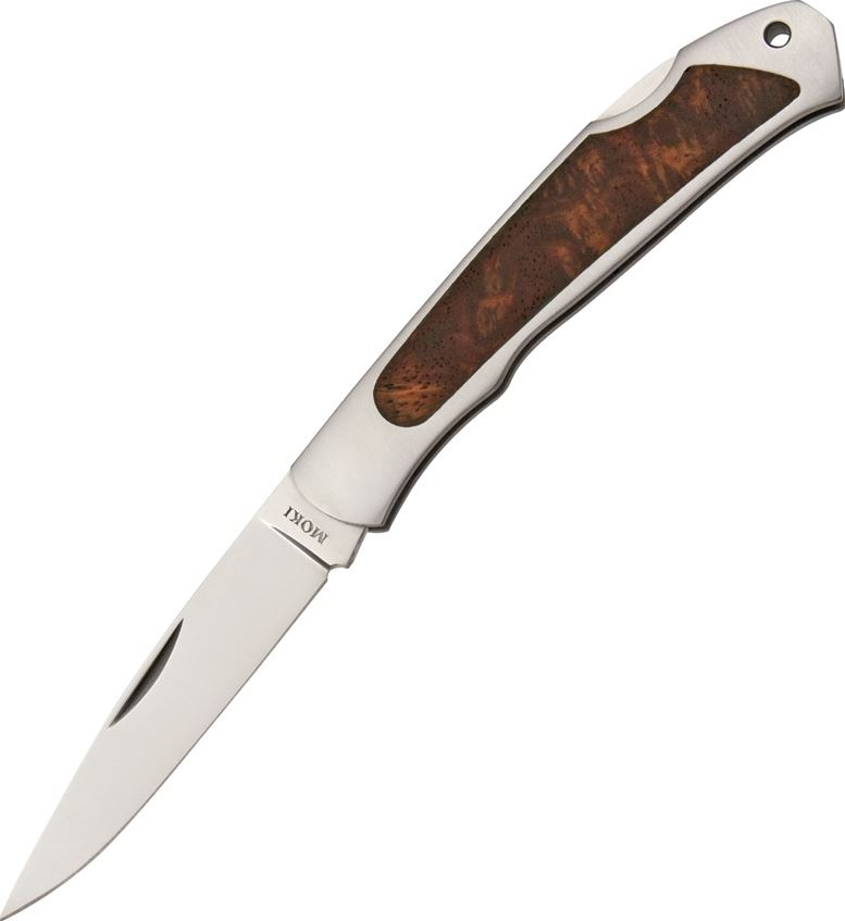 Moki Ezo Red Fox Folding Knife, AUS 8, Quince Wood, 610J