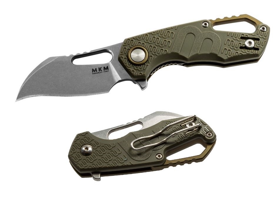 MKM Maniago Knives Isonzo Hawkbill Flipper Folder, N690Co Steel, Green FRN, FX03-1PGR