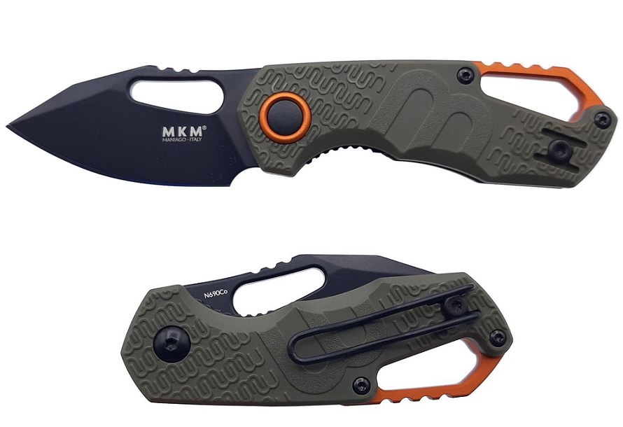 MKM Maniago Knives Isonzo Clip Point Folder, Black N690Co Blade, Brown FRN, FX03-3PGO