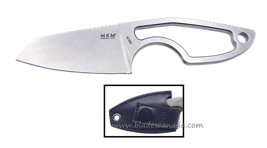 MKM Maniago Knives Mikro 2, M390 Steel Sheepsfoot, Leather Sheath, MR02-N