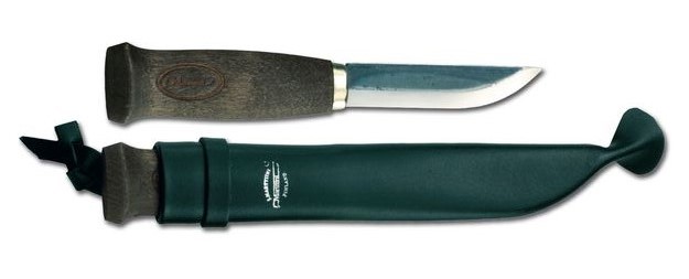 Marttiini Lumberjack Fixed Blade Knife, Curly Birch, Leather Sheath, 127019