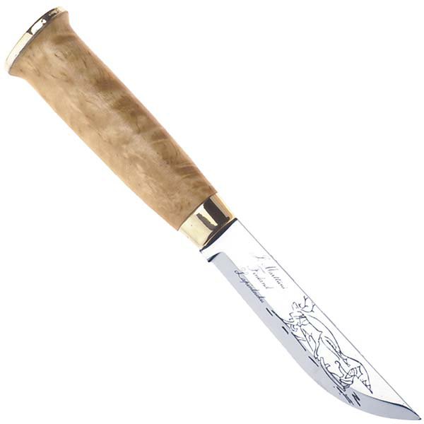 Marttini Lapp Fixed Blade Knife, Curly Birch, Leather Sheath, 230010