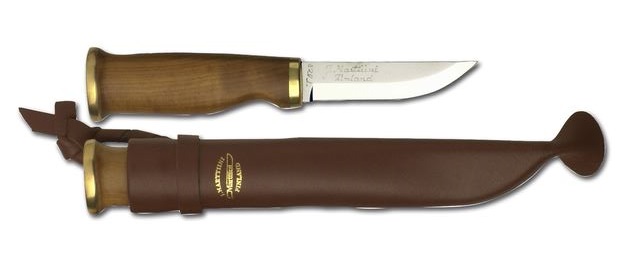 Marttiini Moose Fixed Blade Knife, Curly Birch, Leather Sheath, 547012W