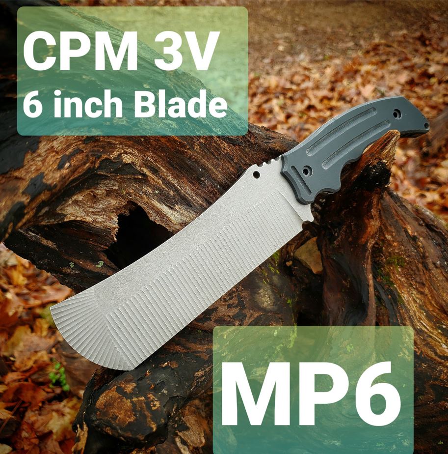 Hoback MP6 Fixed Blade Knife, CPM 3V, G10 Black, Kydex Sheath