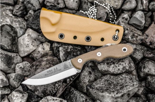 TOPS Mini Scandi Fixed Blade Knife, Rockies Edition, 1095 Carbon, Micarta, MSKTBF