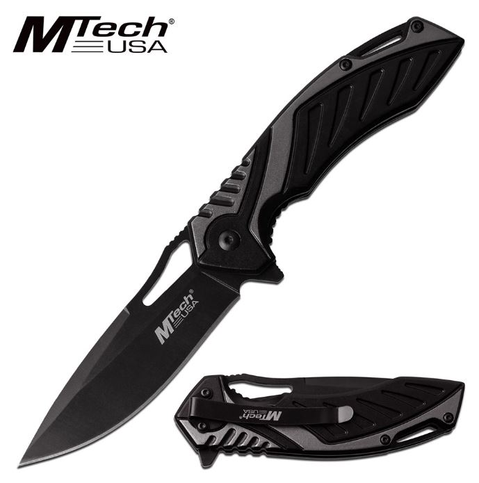 Mtech A1092GY Flipper Folding Knife, Assisted Opening, Aluminum Grey - Click Image to Close