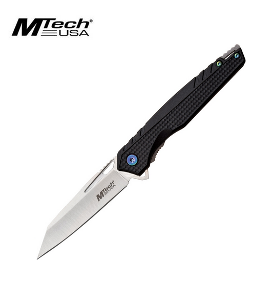Mtech Flipper Folding Knife, Stainless Satin Blade, Nylon Black, MTA1194BRD