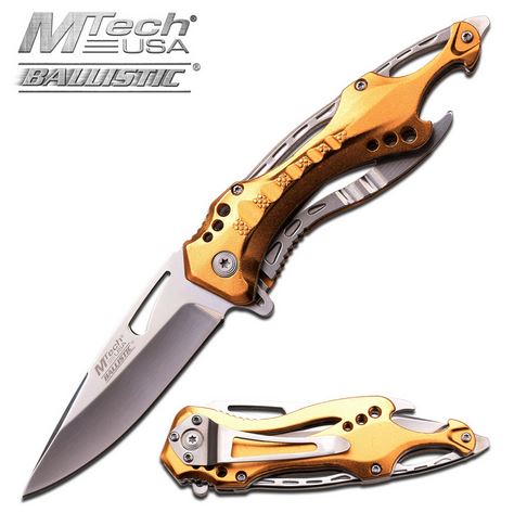 MTech Knives Flipper Folder Gold, Assisted Opening, A705SGD